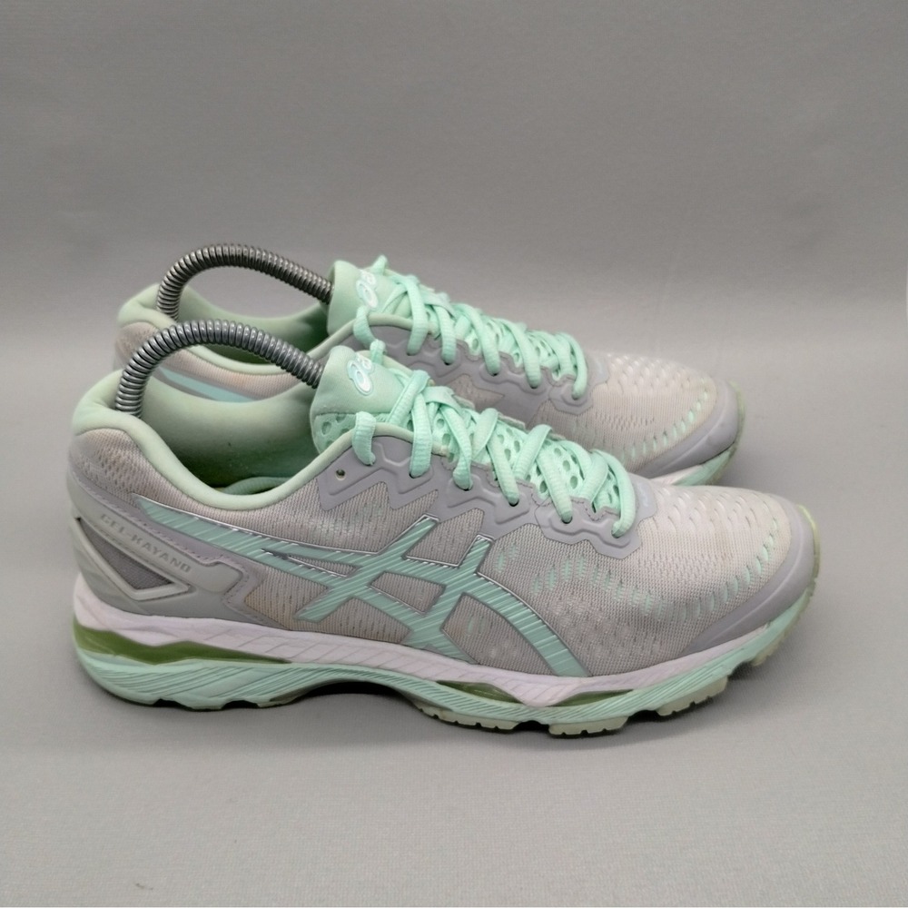 ASICS Gel-Kayano 23 Silver Mint Green Running Shoes Women 9 Athleisure Sports